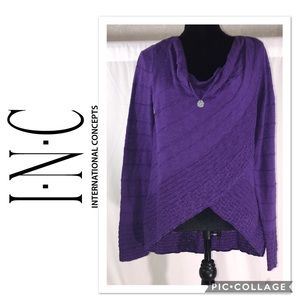 INC  Womens Long Sleeve Draped Crossover Blouse